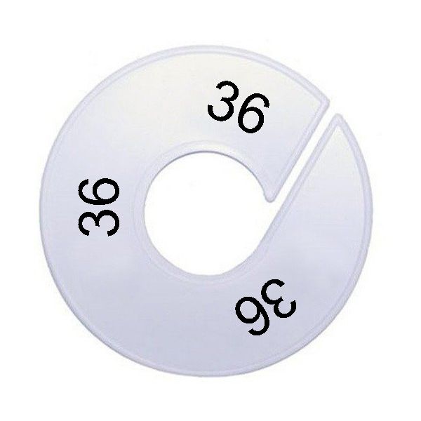 Maatring schijf kledingrek maat 36 wit 9 cm