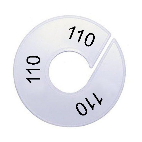 Maatring schijf kledingrek maat 110 wit 9 cm