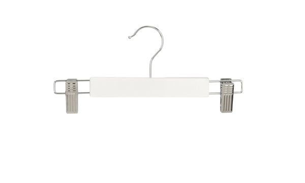 Kledinghanger recht hout 28 cm wit met klemmen