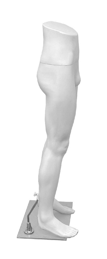 Heren broekendisplay wit staand model met hoge taille zijaanzicht