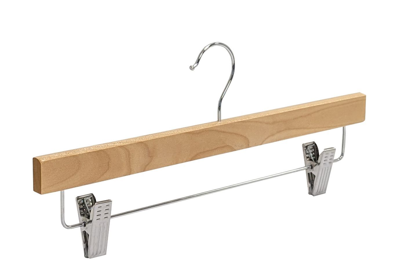 Rechte kledinghanger 36 mm hout blank gelakt 12 mm dik met klemmen
