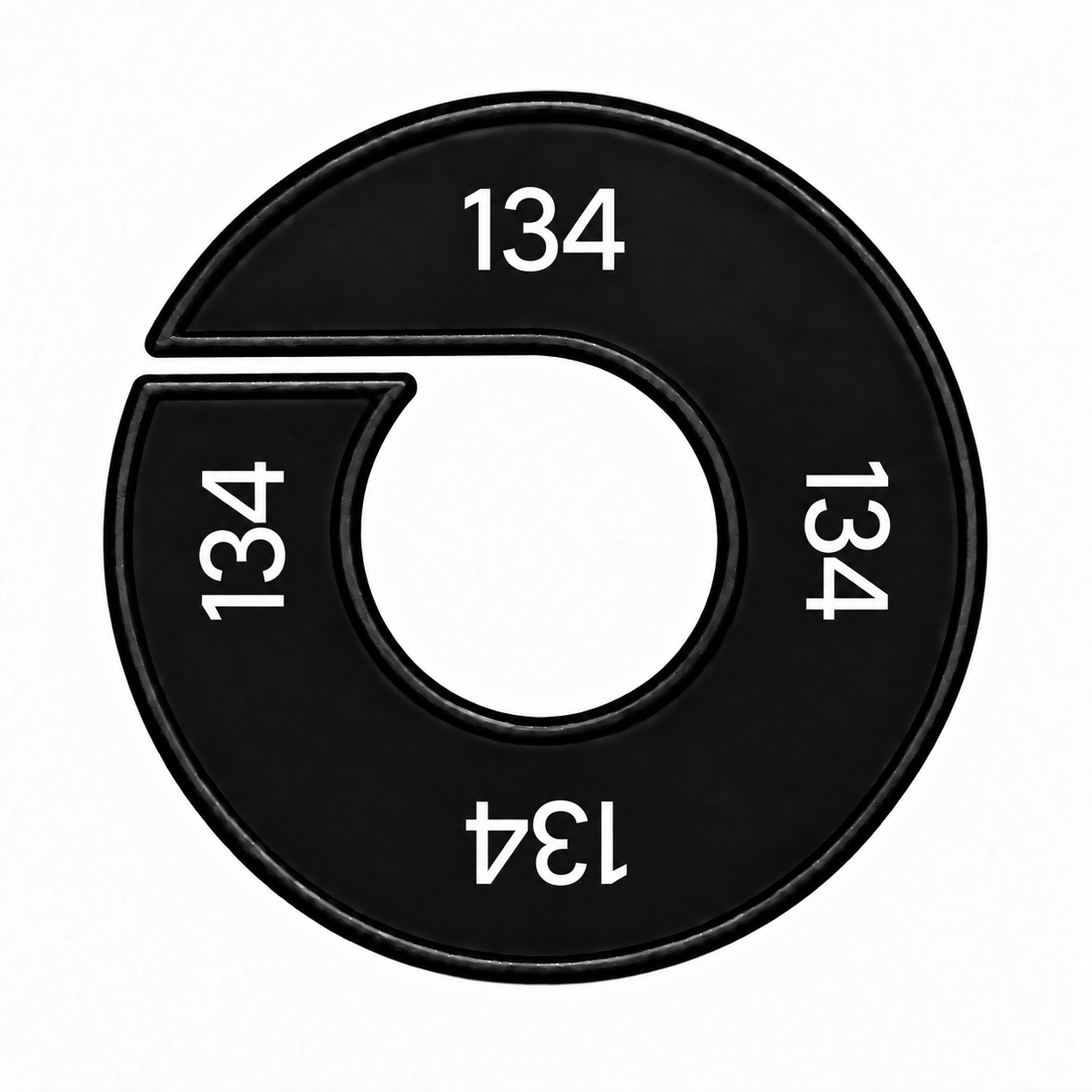 Maatring schijf kledingrek maat 134 zwart 9 cm