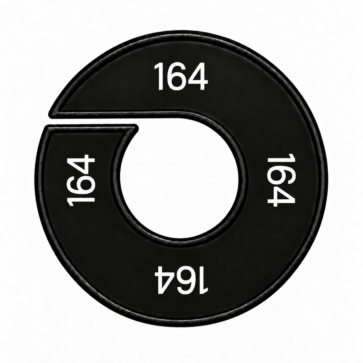 Maatring schijf kledingrek maat 164 zwart 9 cm