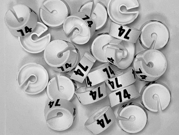 Maatdopje maat 74 wit maataanduiding voor kledinghangers per 25 stuks