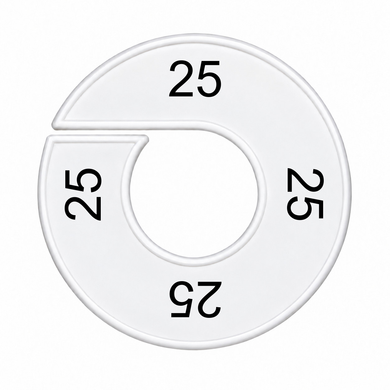 Maatring schijf kledingrek maat 25 wit 9 cm