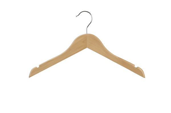 Kinder kledinghanger 35 cm Blank gelakt hout