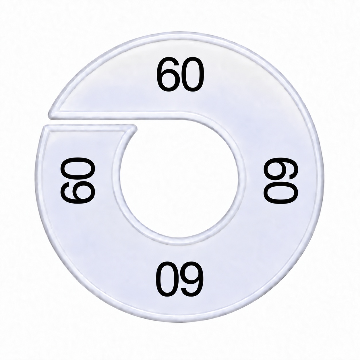 Maatring schijf kledingrek maat 60 wit 9 cm