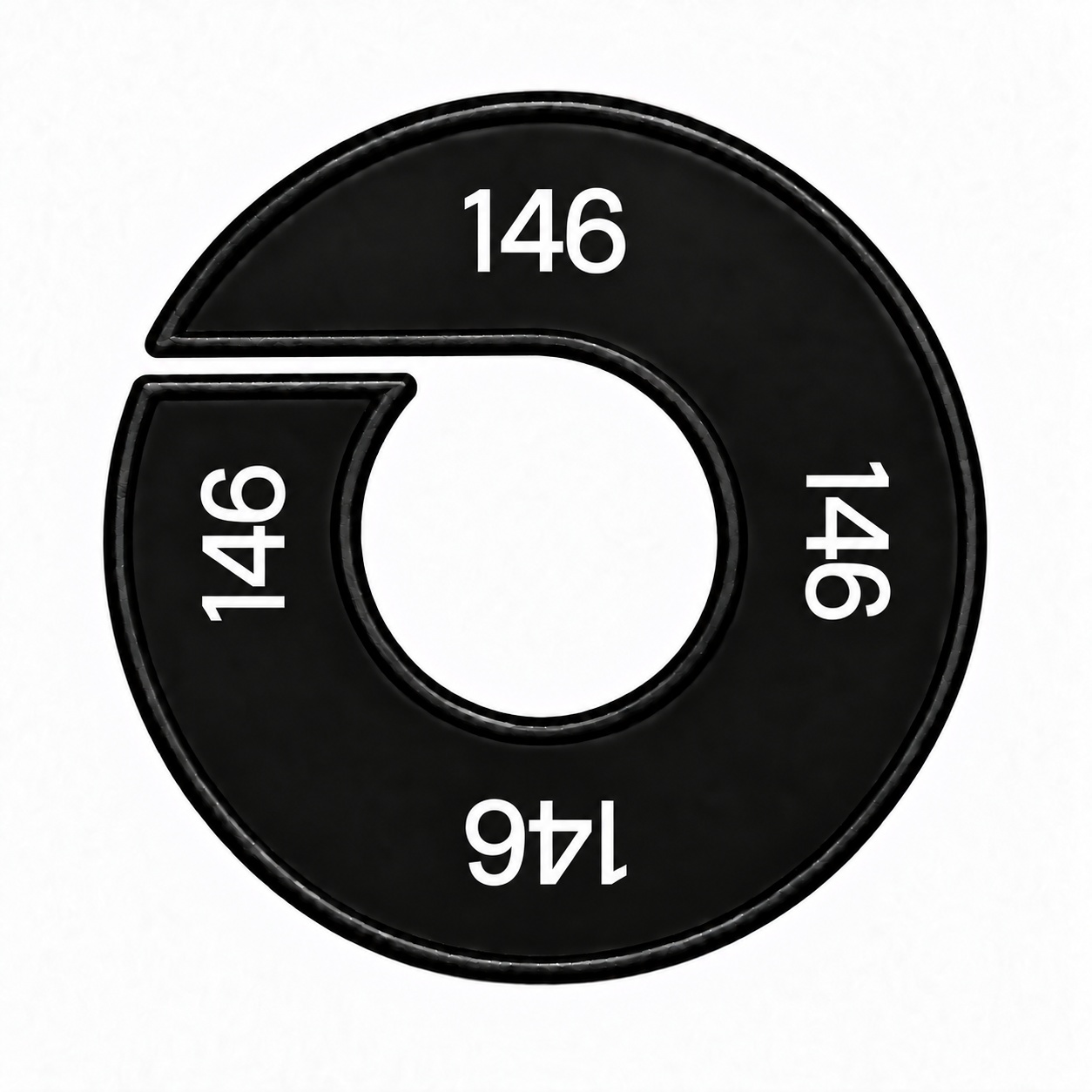 Maatring schijf kledingrek maat 146 zwart 9 cm