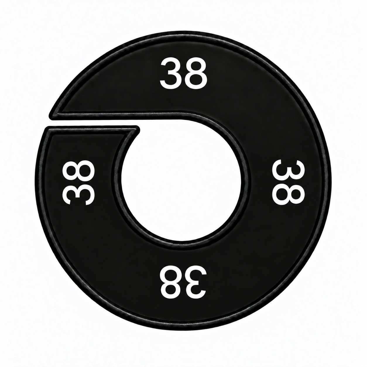 Maatring schijf kledingrek maat 38 zwart 9 cm