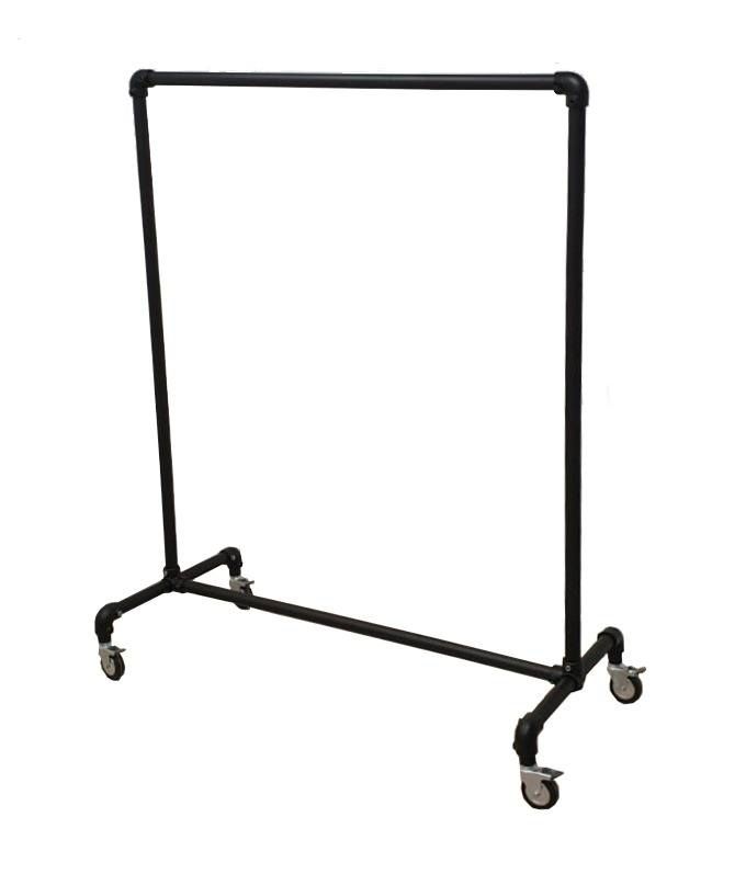 Steigerbuis kledingrek zwart op wielen 100 cm breed