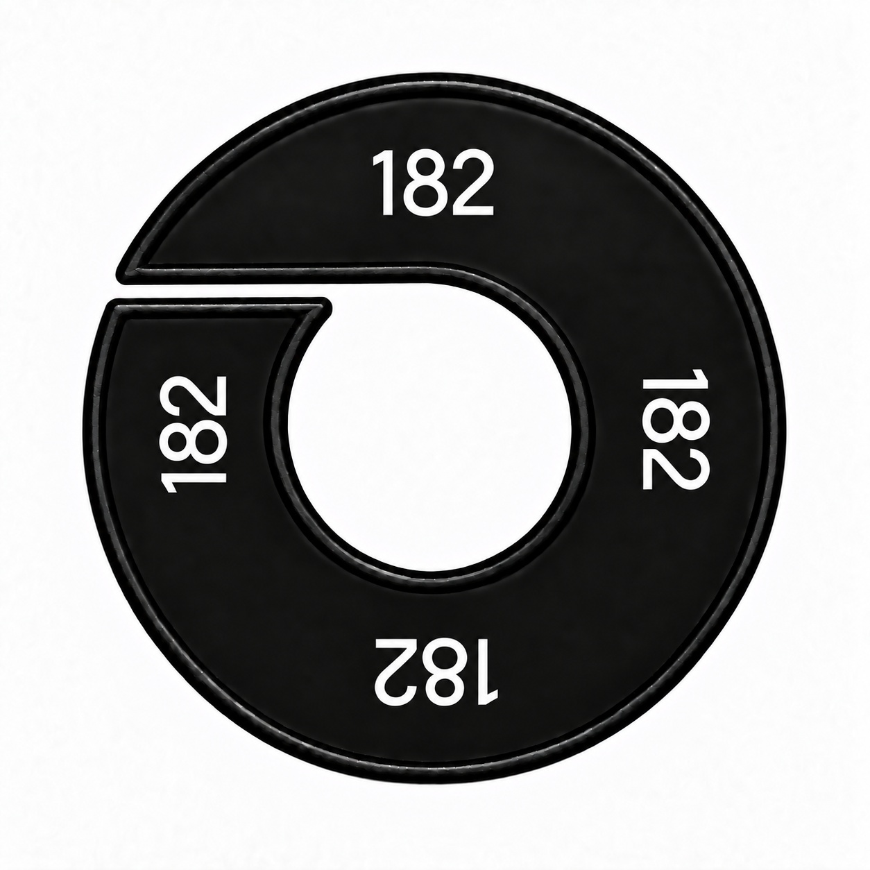 Maatring schijf kledingrek maat 182 zwart 9 cm