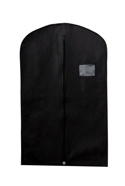 Enkele kledinghoes met venster Non Woven. 100x60 cm met rits zwart.
