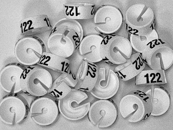 Maatdopje maat 122 wit maataanduiding voor kledinghangers per 25 stuks