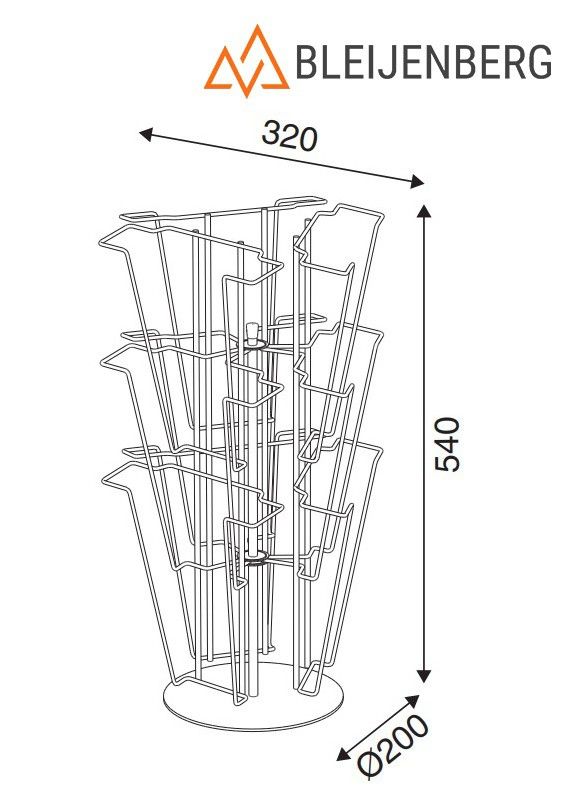 FR5115 FR5115 Baliedisplay draaibaar 9x A4 zilvergrijs technische detail tekening