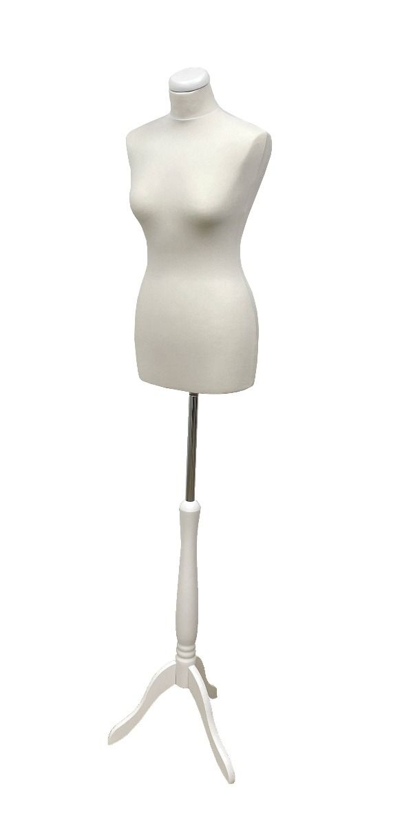 Paspop vrouw wit met witte driepoot en dop