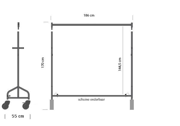 Transportrek B180 x H170 cm geremd