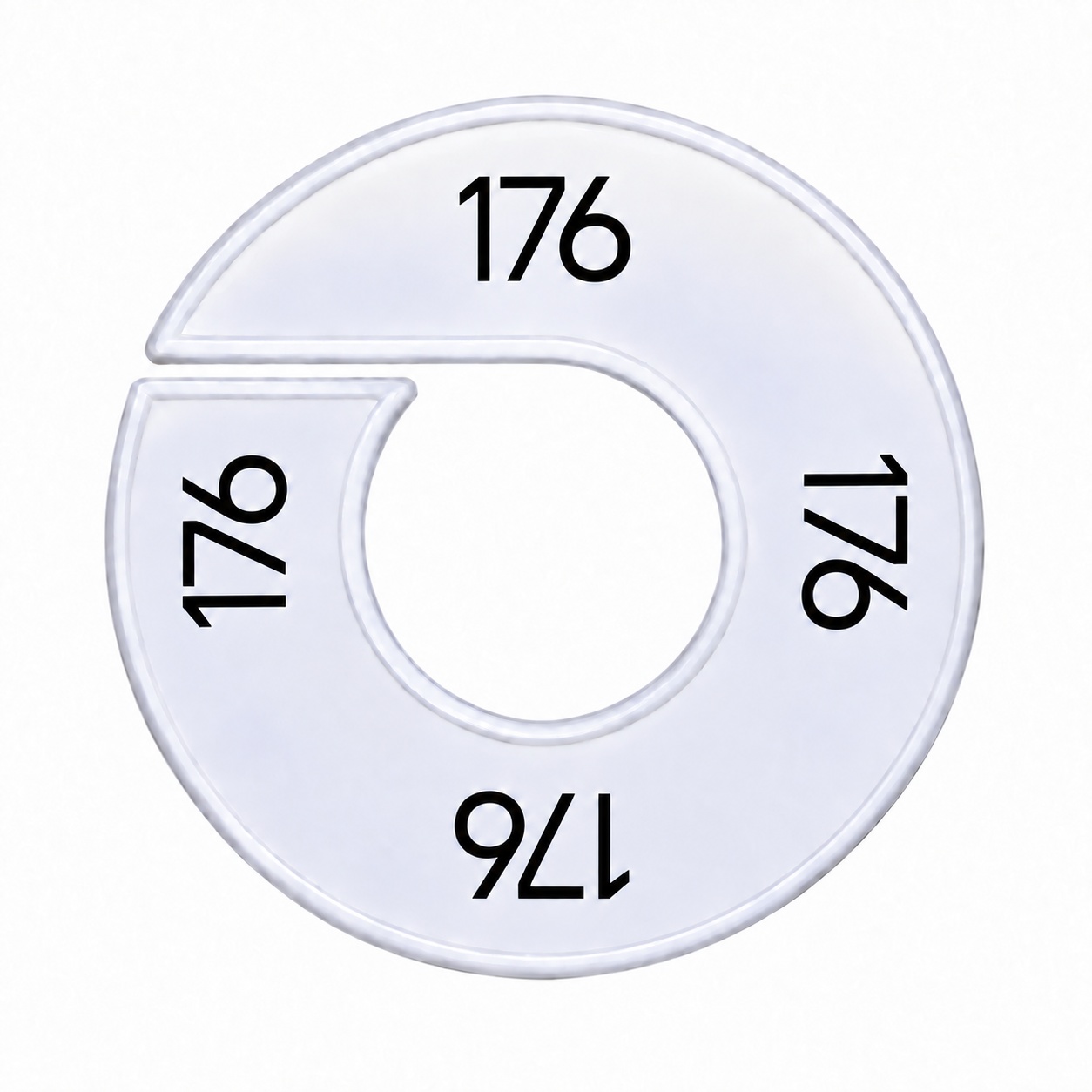 Maatring schijf kledingrek maat 176 wit 9 cm