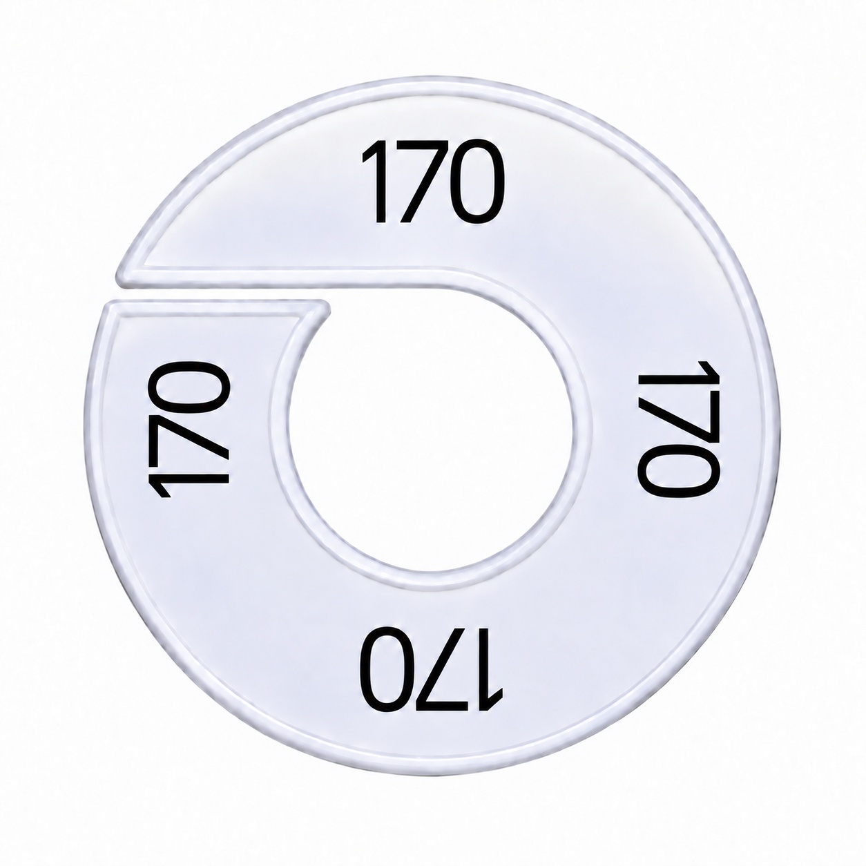 Maatring schijf kledingrek maat 170 wit 9 cm