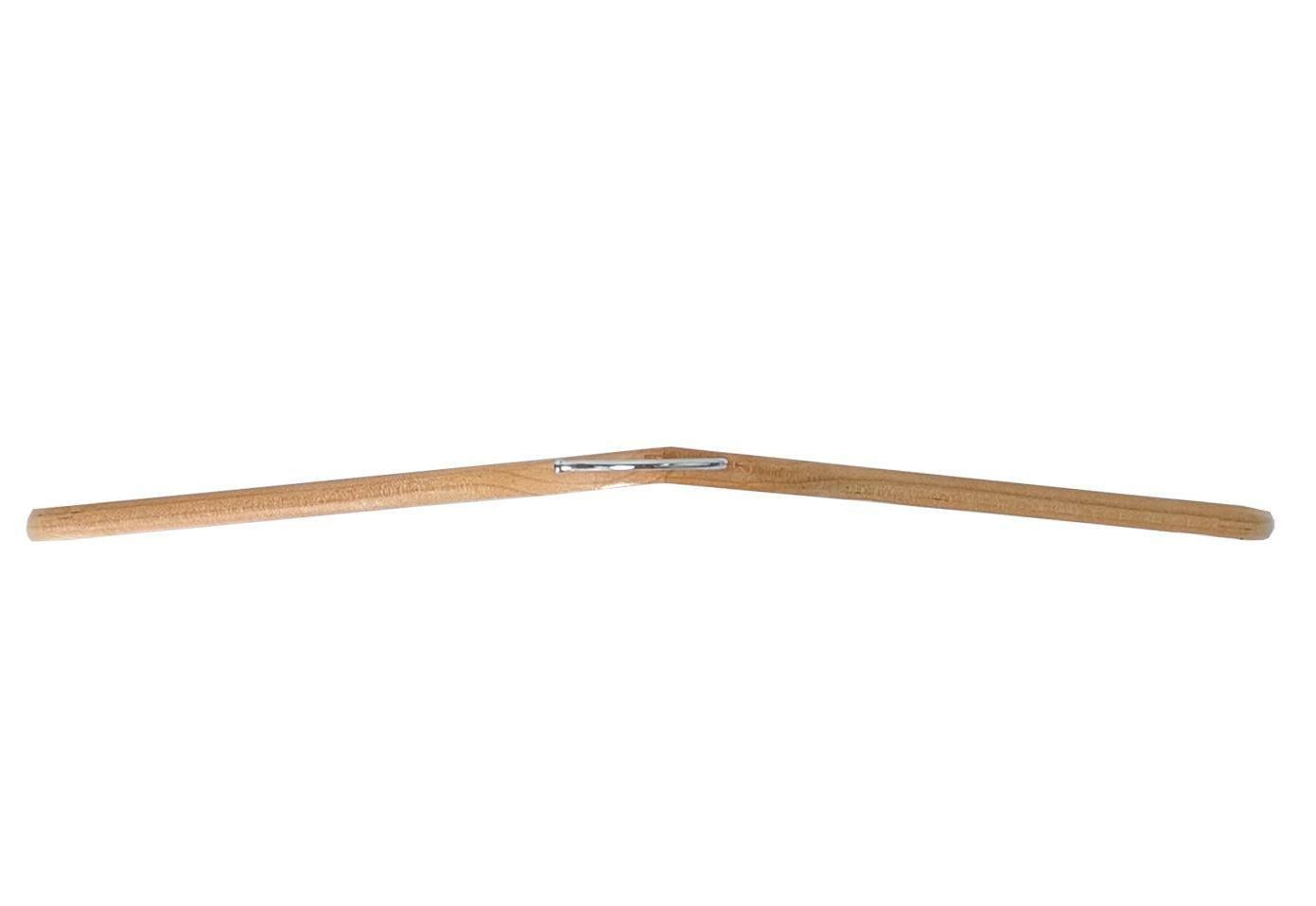 Geknikte kledinghanger 44 cm Blank gelakt hout bovenaanzicht