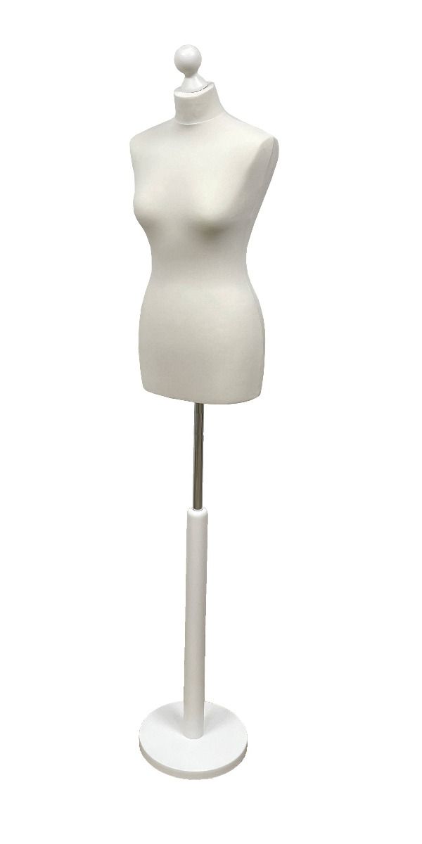 Paspop vrouw wit met witte ronde voet en knop