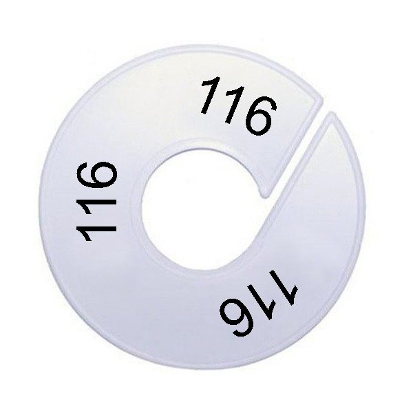 Maatring schijf kledingrek maat 116 wit 9 cm