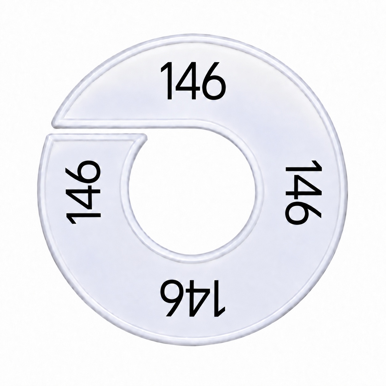 Maatring schijf kledingrek maat 146 wit 9 cm