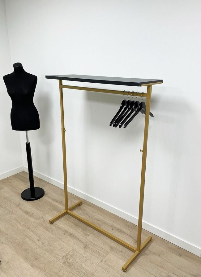 Kledingrek design 98 x 123-187cm verstelbaar goud met zwart legbord voorbeeld midden stand
