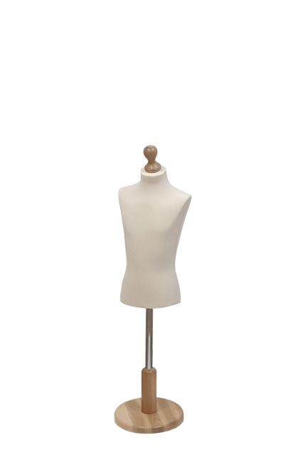 Paspop kind 3-5 jaar ecru met beuken ronde voet en knop