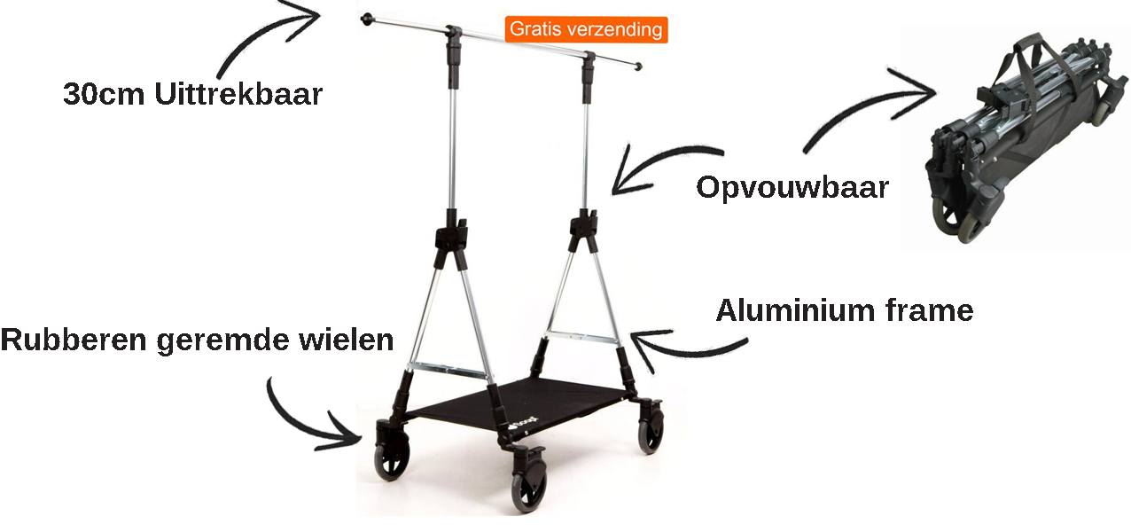 professioneel Opvouwbaar kledingrek op wielen soopl kledingrek