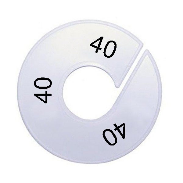 Maatring schijf kledingrek maat 40 wit 9 cm