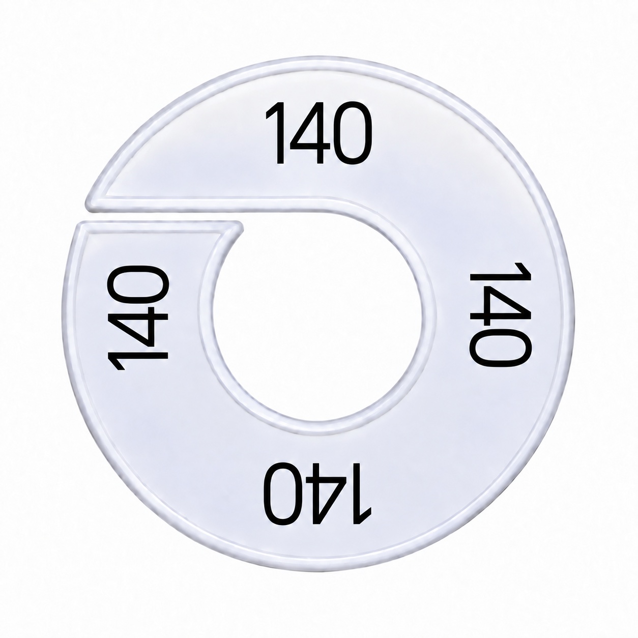 Maatring schijf kledingrek maat 140 wit 9 cm