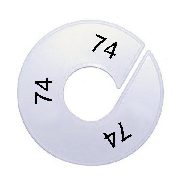 Maatring schijf kledingrek maat 74 wit 9 cm