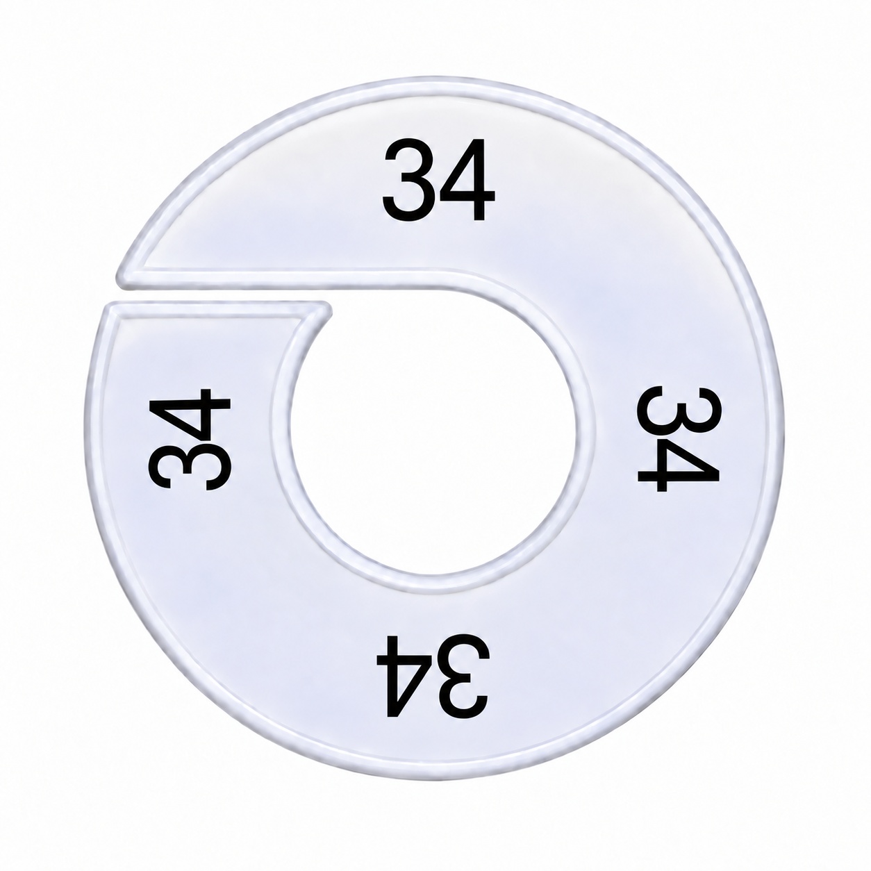 Maatring schijf kledingrek maat 34 wit 9 cm