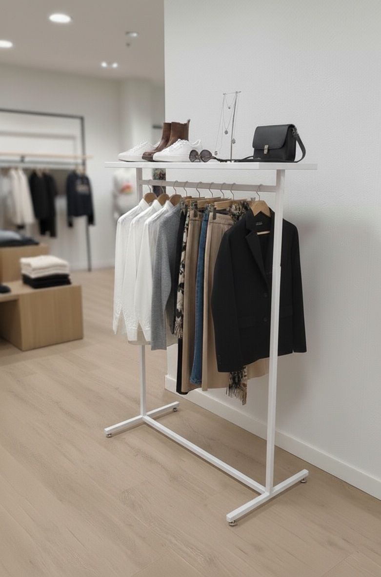 Kledingrek design verstelbaar wit met wit legbord