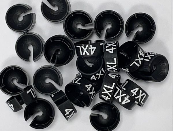 Maatdopje 4XL zwart maataanduiding voor kledinghangers per 25 stuks