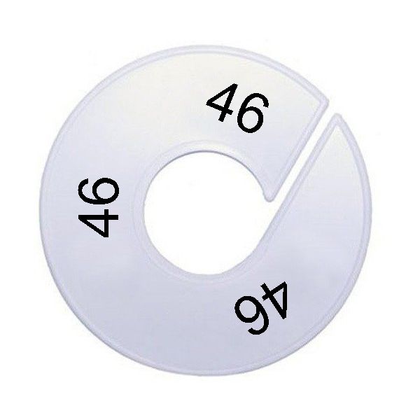 Maatring schijf kledingrek maat 46 wit 9 cm