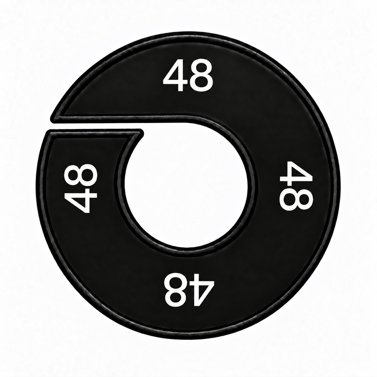 Maatring schijf kledingrek maat 48 zwart 9 cm