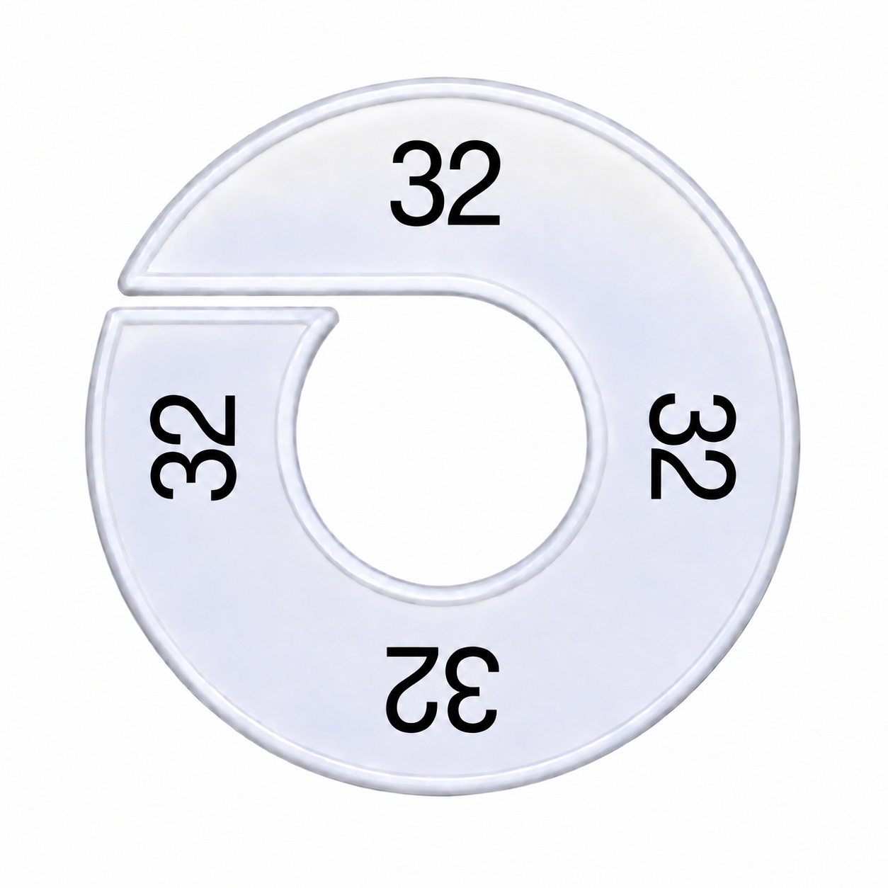 Maatring schijf kledingrek maat 32 wit 9 cm