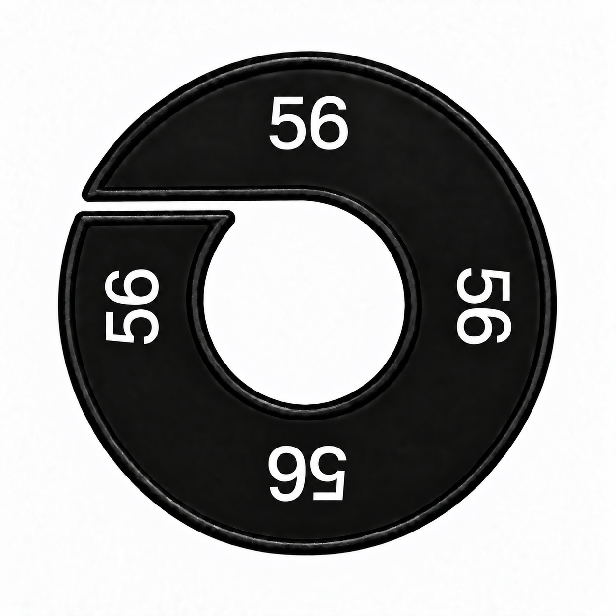 Maatring schijf kledingrek maat 56 zwart 9 cm