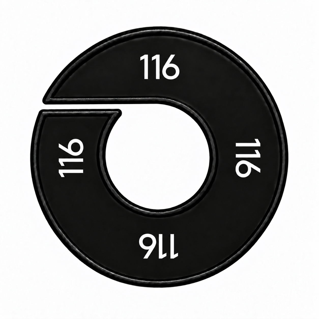 Maatring schijf kledingrek maat 116 zwart 9 cm