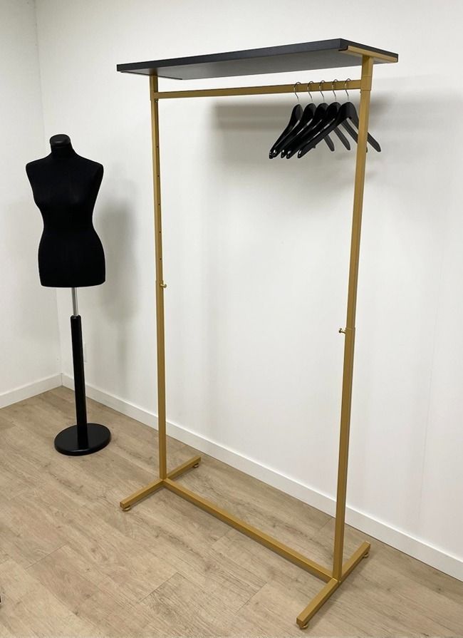 Kledingrek design 98 x 123-187cm verstelbaar goud met zwart legbord voorbeeld hoog