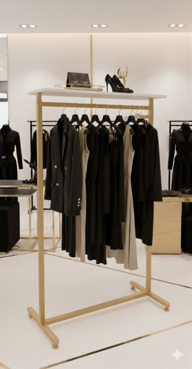 Kledingrek design goud met witte legplank