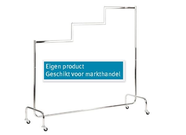 Extra sterk rek B160 x H150-125-100 cm Chroom
