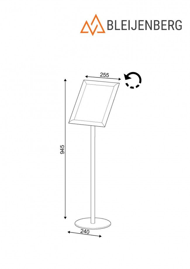 FR5175 Folderstandaard met kliklijst A4 technische tekening
