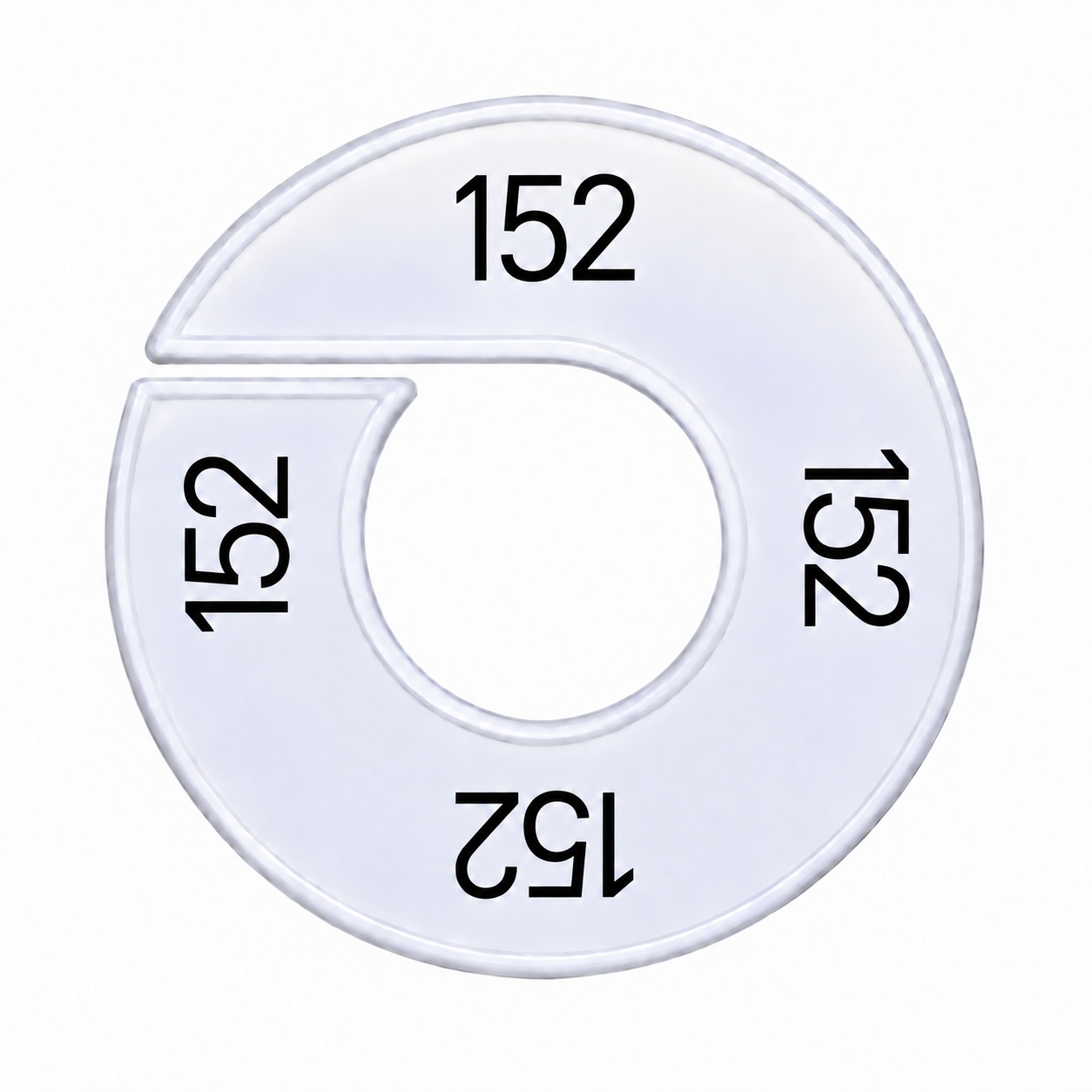 Maatring schijf kledingrek maat 152 wit 9 cm