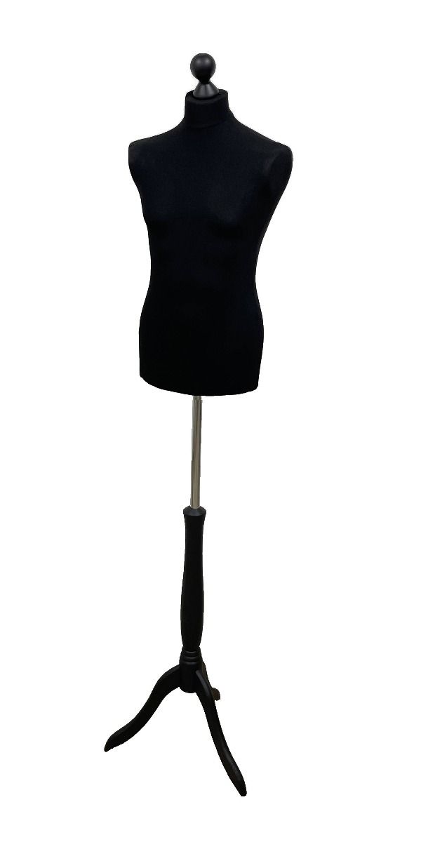 Paspop man zwart met zwarte driepoot en knop