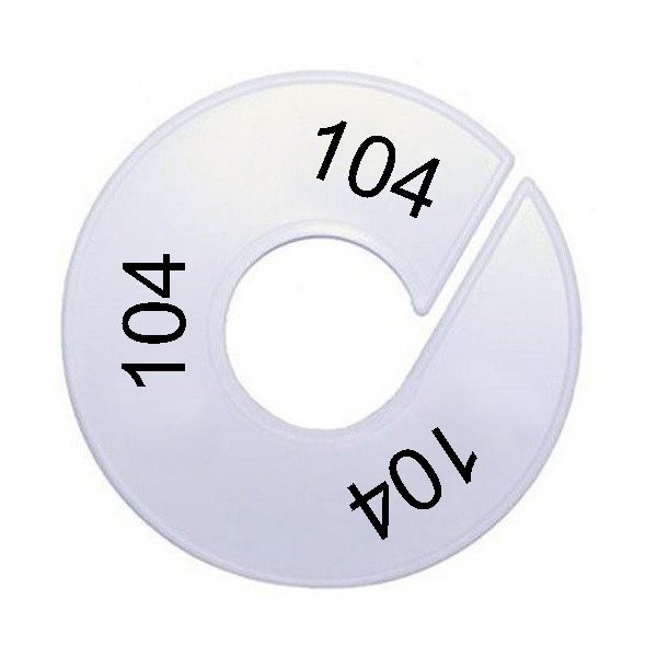 Maatring schijf kledingrek maat 104 wit 9 cm