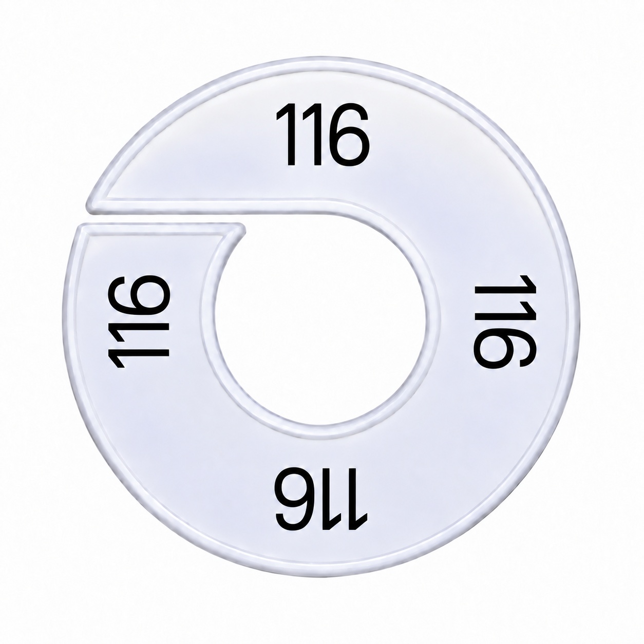 Maatring schijf kledingrek maat 116 wit 9 cm