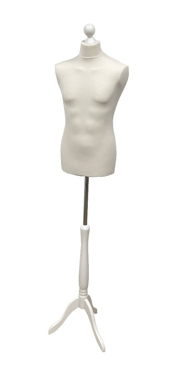 Paspop man wit met witte driepoot en knop