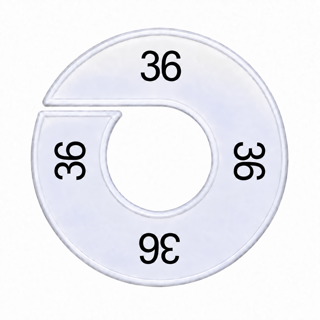 Maatring schijf kledingrek maat 36 wit 9 cm
